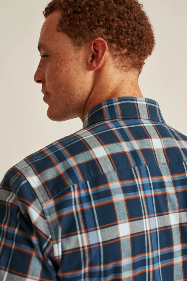 Men Everyday Lightweight Flannel Shirt Navy Fulton Plaid Bonobos Overshirts