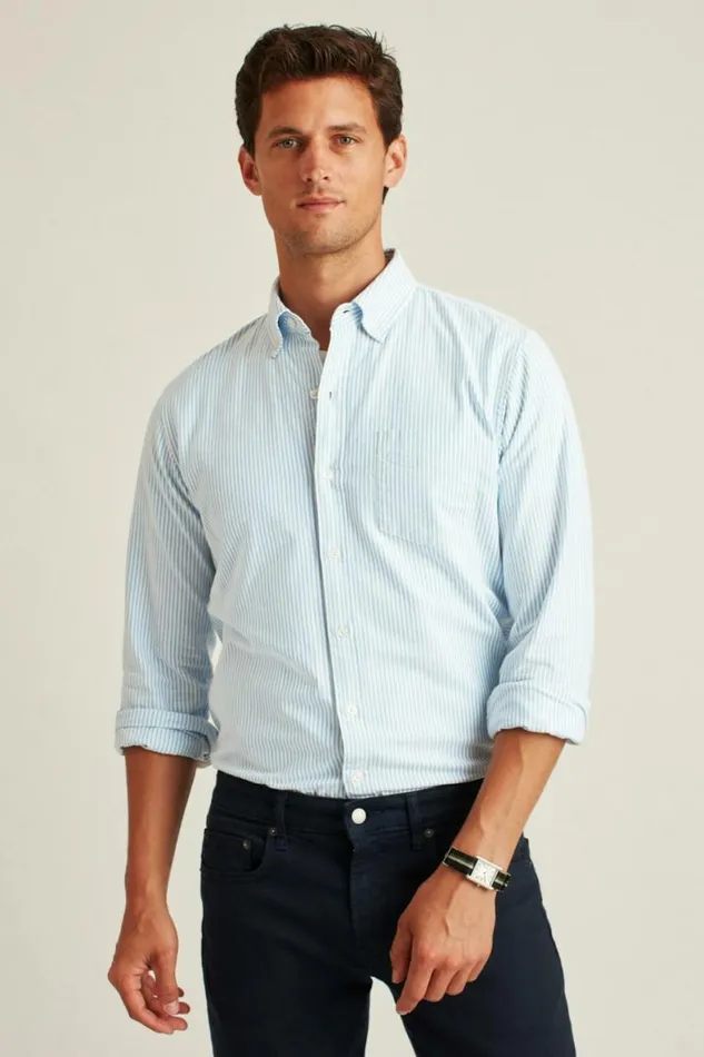 Men Everyday Oxford Shirt Blue Classic Stripe Bonobos Casual Shirts