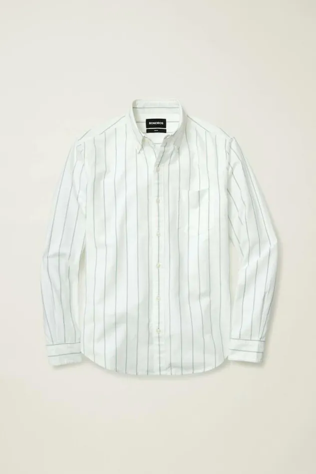 Men Everyday Oxford Shirt Green Vertical Stripe Bonobos Business Casual Shirts