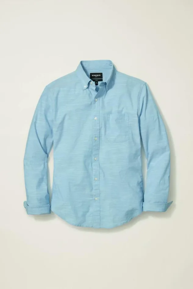 Men Everyday Shirt Aqua Texture Slub Bonobos Business Casual Shirts