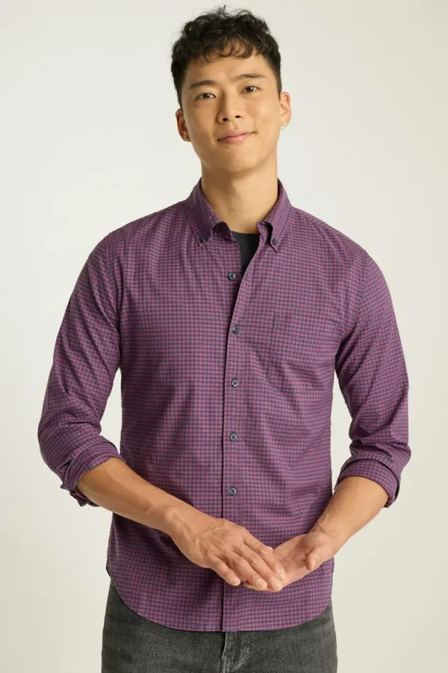 Men Everyday Shirt Navy Plum Check Bonobos Business Casual Shirts