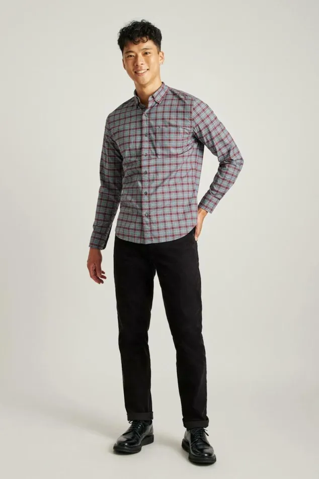 Men Everyday Shirt Pomegranate Plaid Bonobos Business Casual Shirts