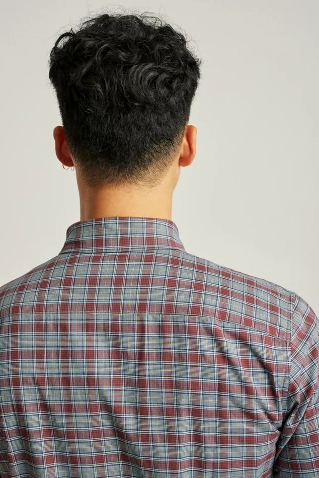 Men Everyday Shirt Pomegranate Plaid Bonobos Business Casual Shirts