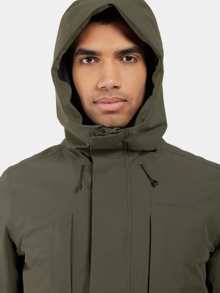Men Falke Parka Deep Green Didriksons Autumn Jackets