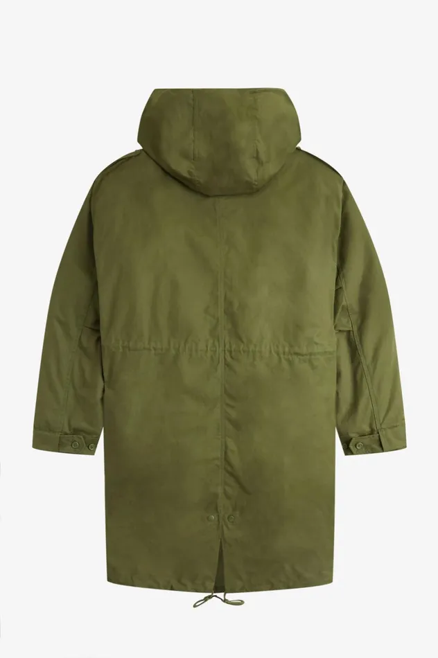 Men Faux Fur Lined Parka Parka Green Fred Perry Coats and Jackets