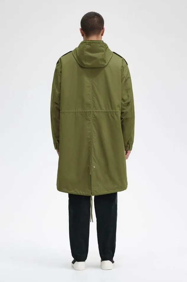 Men Faux Fur Lined Parka Parka Green Fred Perry Coats and Jackets