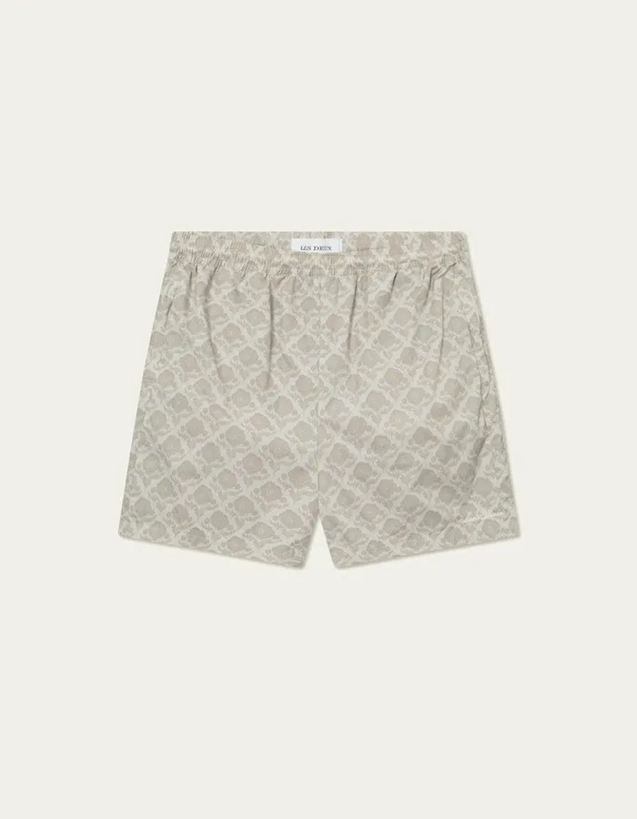 Men Flower Tile Track Shorts 8211 Light SandDark Sand Les Deux Shorts