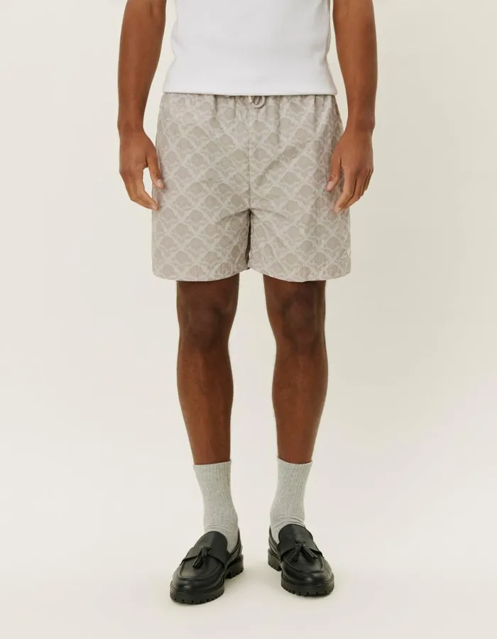 Men Flower Tile Track Shorts 8211 Light SandDark Sand Les Deux Shorts