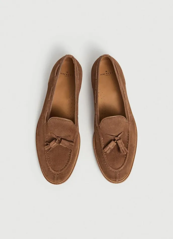 Men Formal Shoes Hackett London Moccasins With Suede Tassels Sand Beige