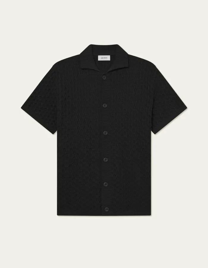 Men Gespertus SS Knit Shirt 8211 BlackBlack Les Deux ShirtsOvershirts