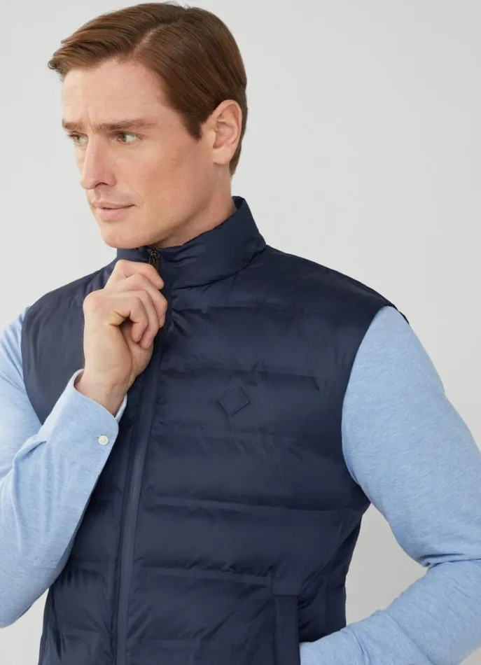 Men Gilets Hackett London Sustainable Padded Gilet Navy Blazer