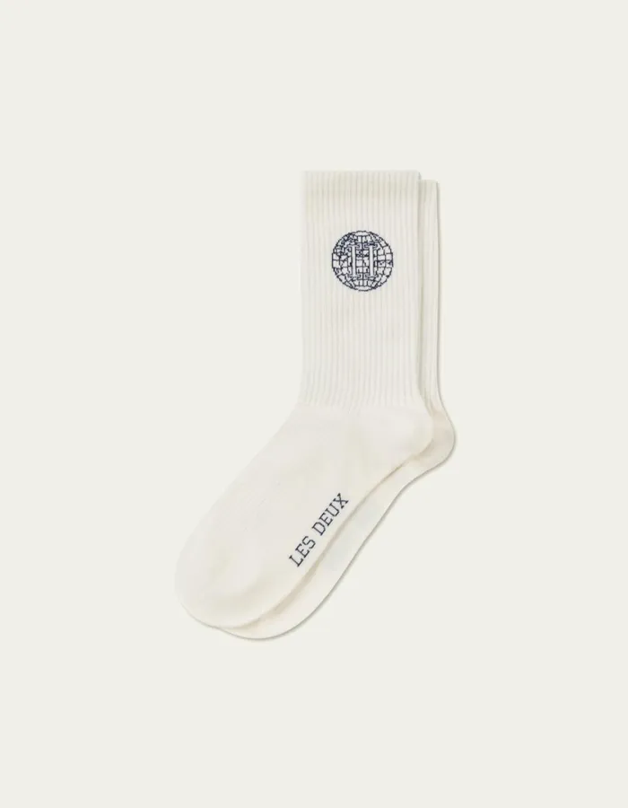 Men Globe Rib 2Pack Socks 8211 WhiteBlueprint Les Deux Underwear