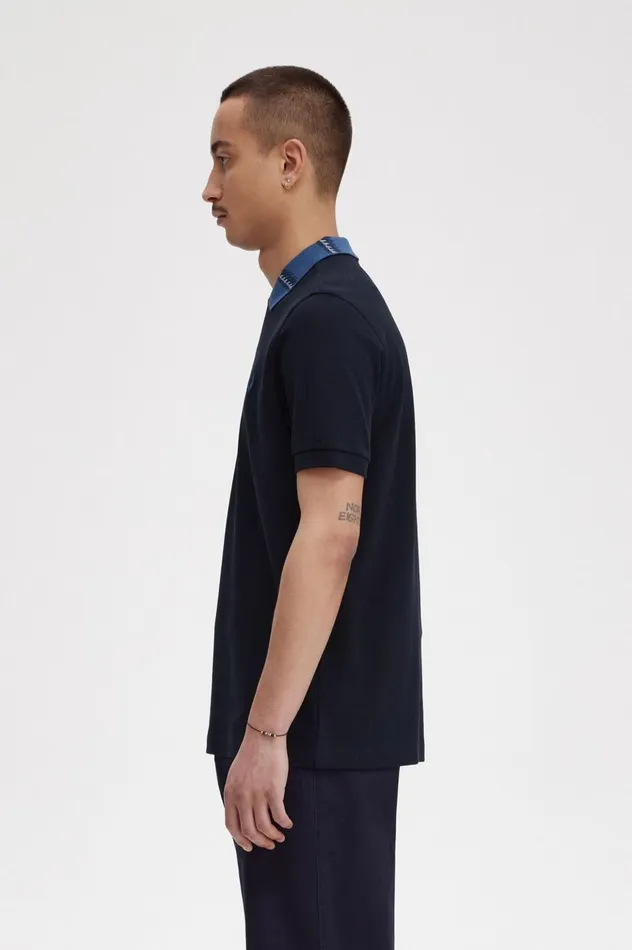 Men Graphic Collar Polo Shirt Navy Fred Perry Polo Shirts