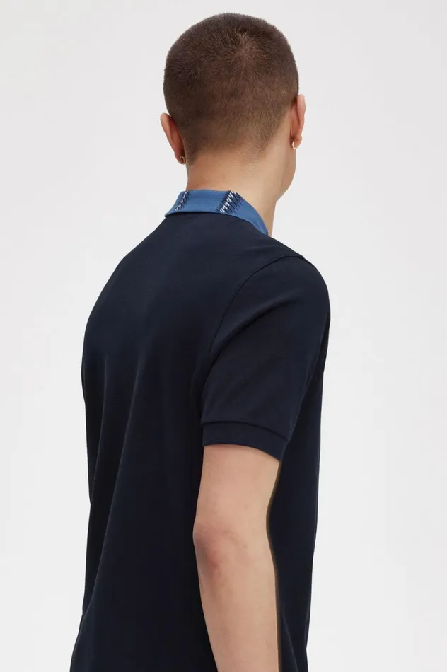 Men Graphic Collar Polo Shirt Navy Fred Perry Polo Shirts