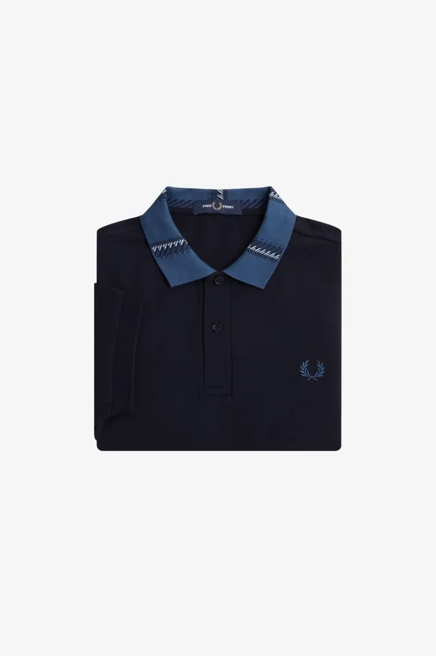 Men Graphic Collar Polo Shirt Navy Fred Perry Polo Shirts
