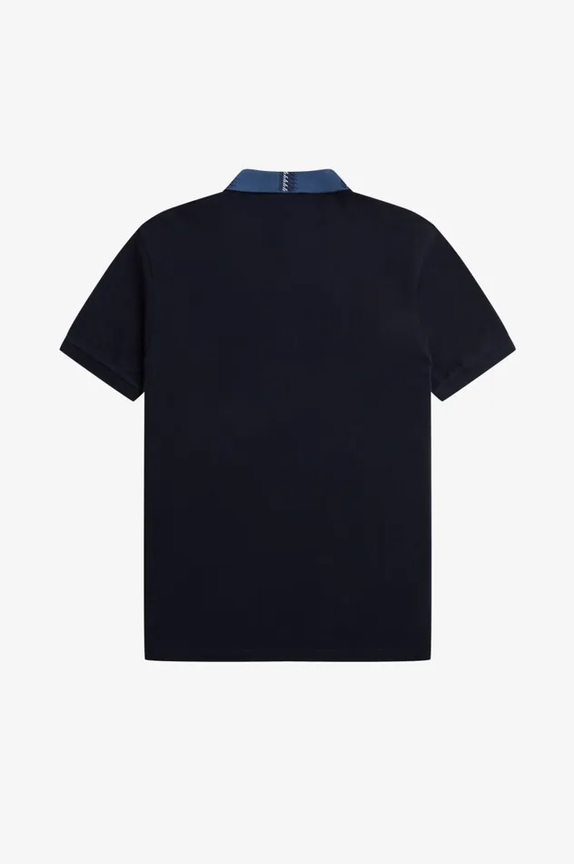 Men Graphic Collar Polo Shirt Navy Fred Perry Polo Shirts