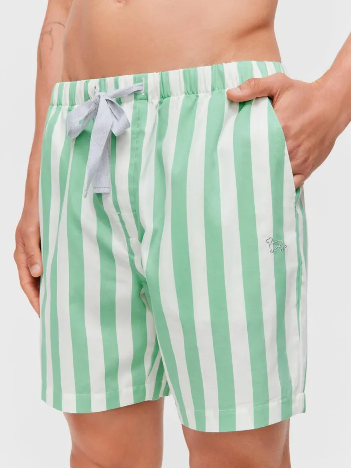 Men Green Stripe Mid Short Green Peter Alexander Shorts