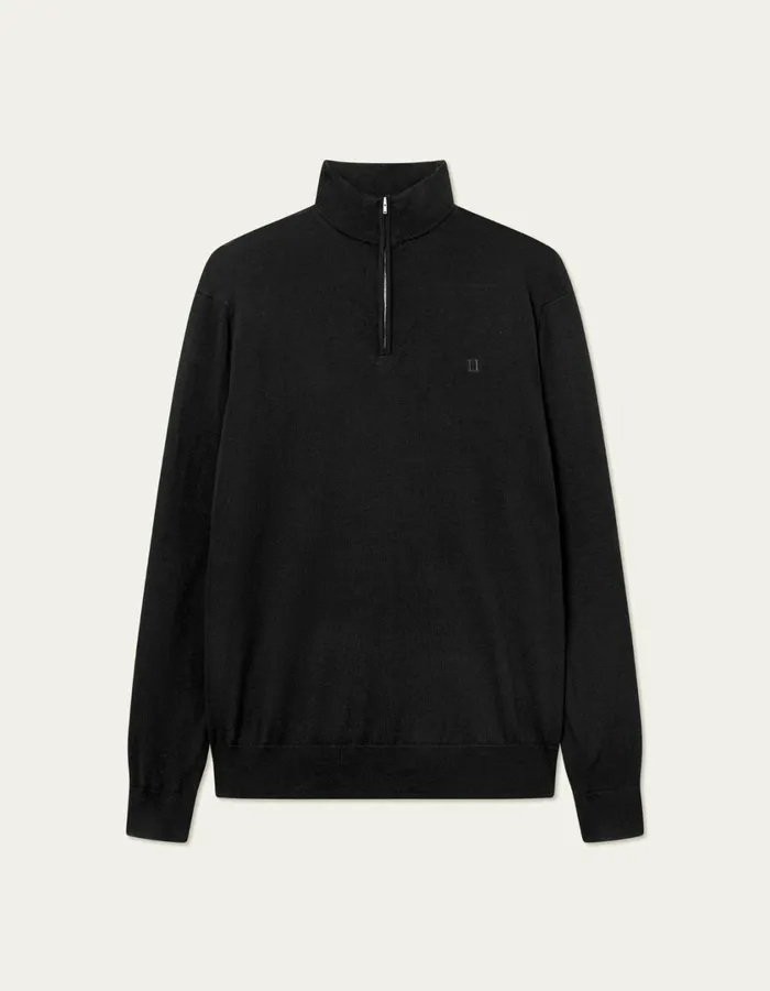 Men Greyson HalfZip Merino Knit 8211 BlackBlack Les Deux Knitwear