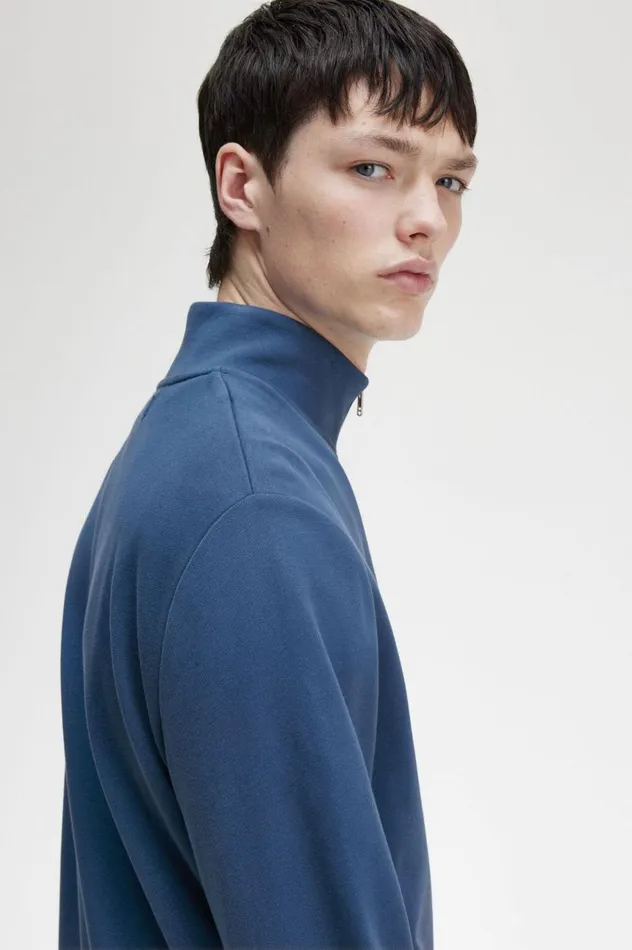 Men Half Zip Sweatshirt Midnight Blue Fred Perry Sweatshirts