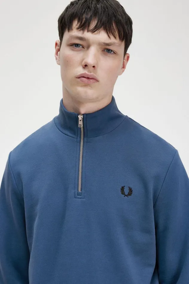 Men Half Zip Sweatshirt Midnight Blue Fred Perry Sweatshirts