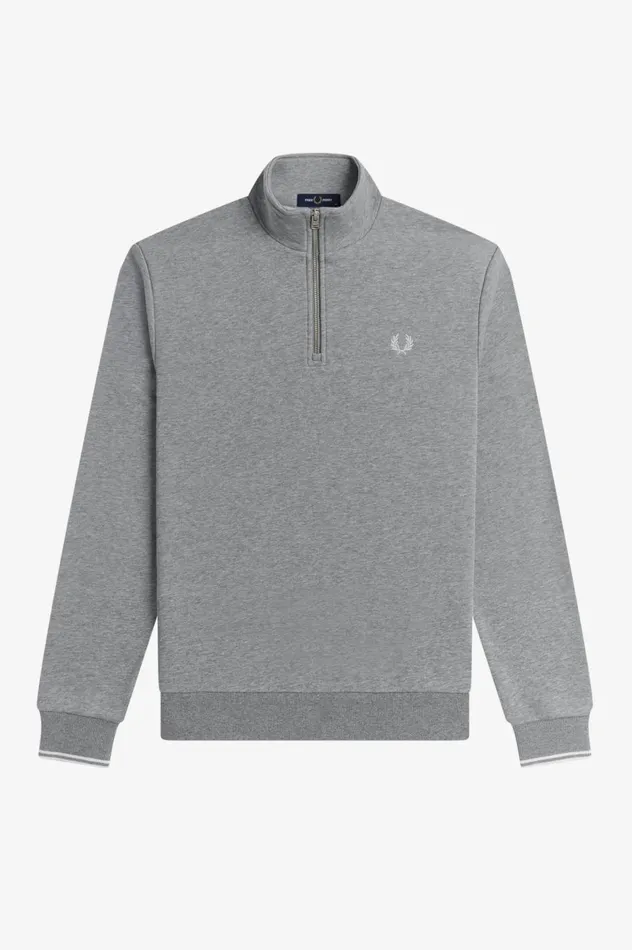 Men Half Zip Sweatshirt Steel Marl Fred Perry Sweatshirts