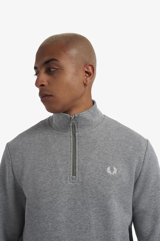 Men Half Zip Sweatshirt Steel Marl Fred Perry Sweatshirts