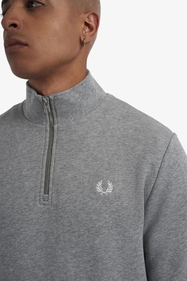 Men Half Zip Sweatshirt Steel Marl Fred Perry Sweatshirts
