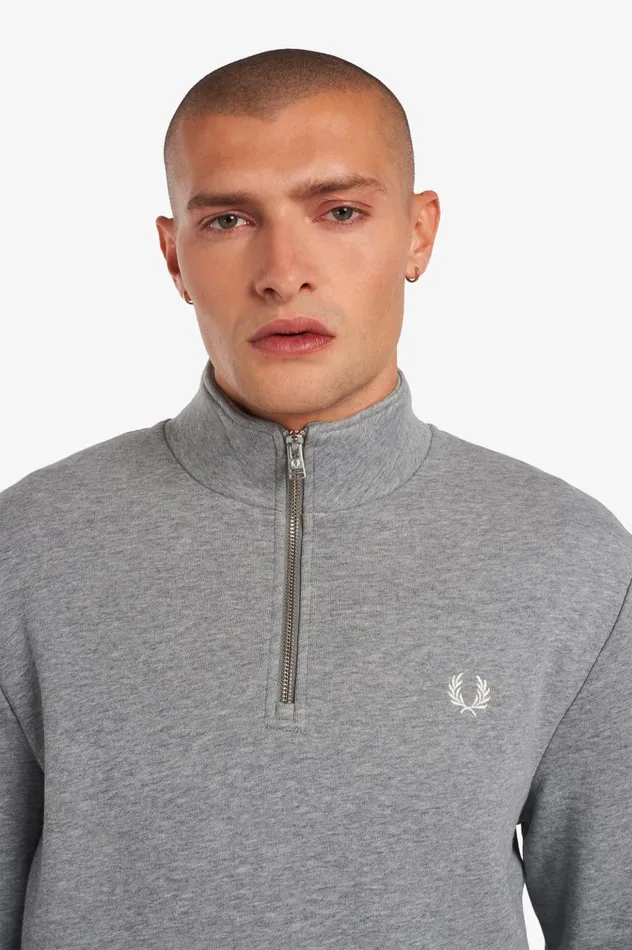 Men Half Zip Sweatshirt Steel Marl Fred Perry Sweatshirts
