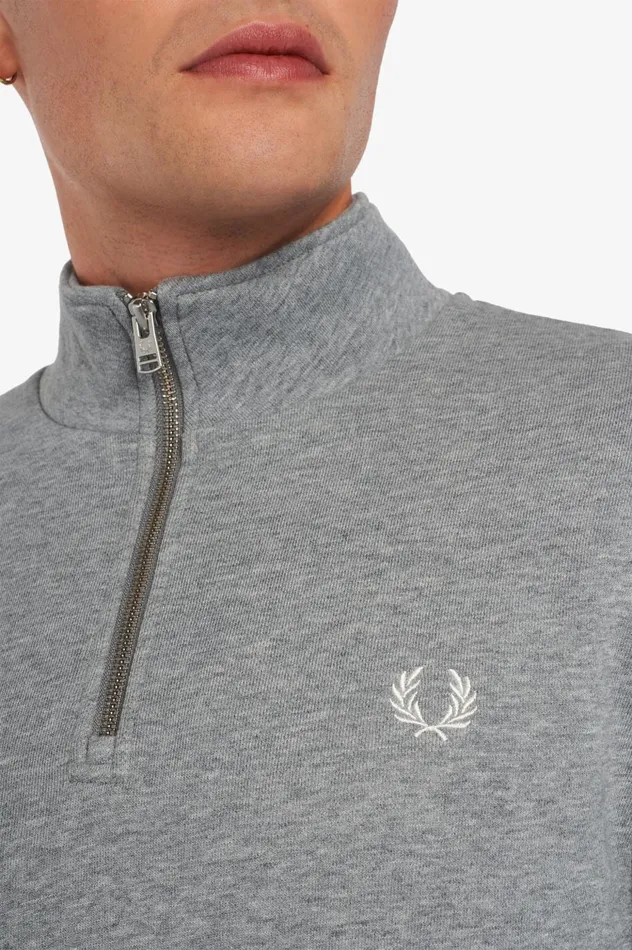 Men Half Zip Sweatshirt Steel Marl Fred Perry Sweatshirts