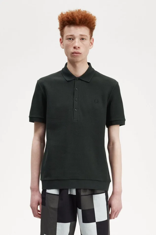 Men Honeycomb Cotton Polo Shirt Night Green Fred Perry Polo Shirts