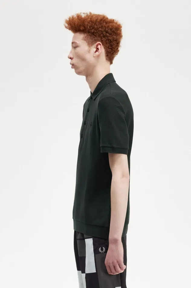 Men Honeycomb Cotton Polo Shirt Night Green Fred Perry Polo Shirts