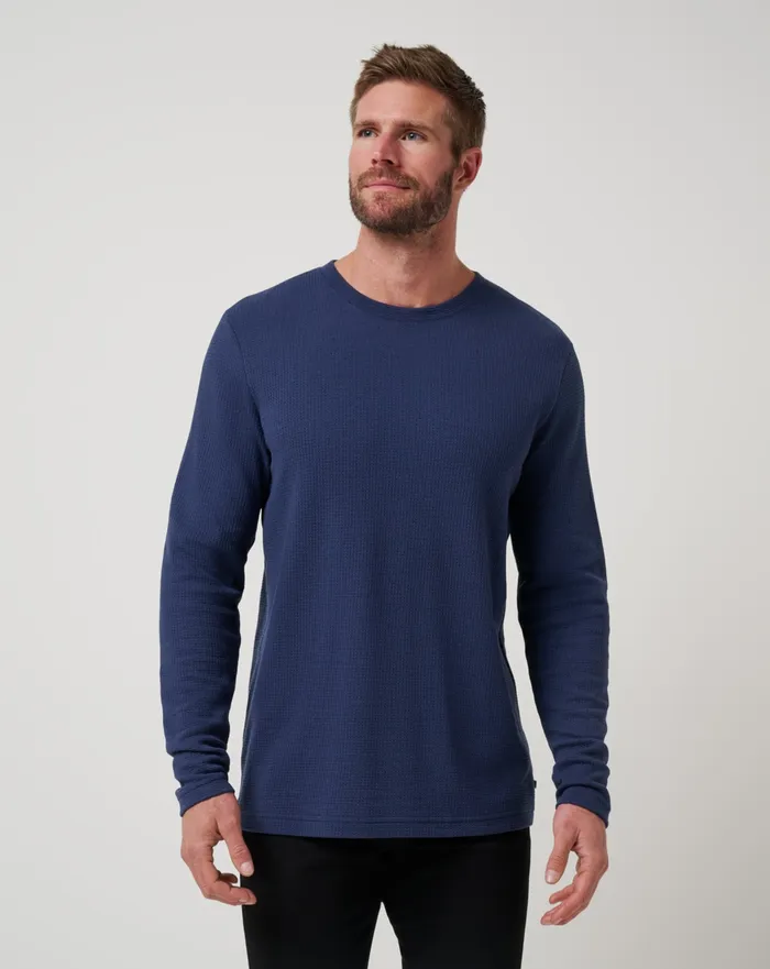 Men Hoodies and Sweatshirts TravisMathew CLOUD WAFFLE CREW Mood Indigo