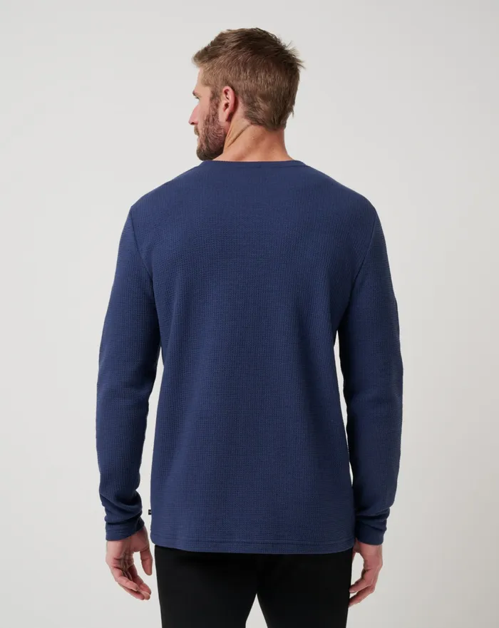 Men Hoodies and Sweatshirts TravisMathew CLOUD WAFFLE CREW Mood Indigo