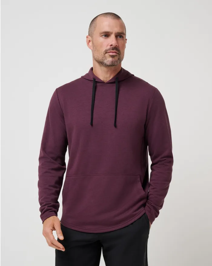 Men Hoodies and Sweatshirts TravisMathew UPGRADED TECH HOODIE Heather Mauve Wine