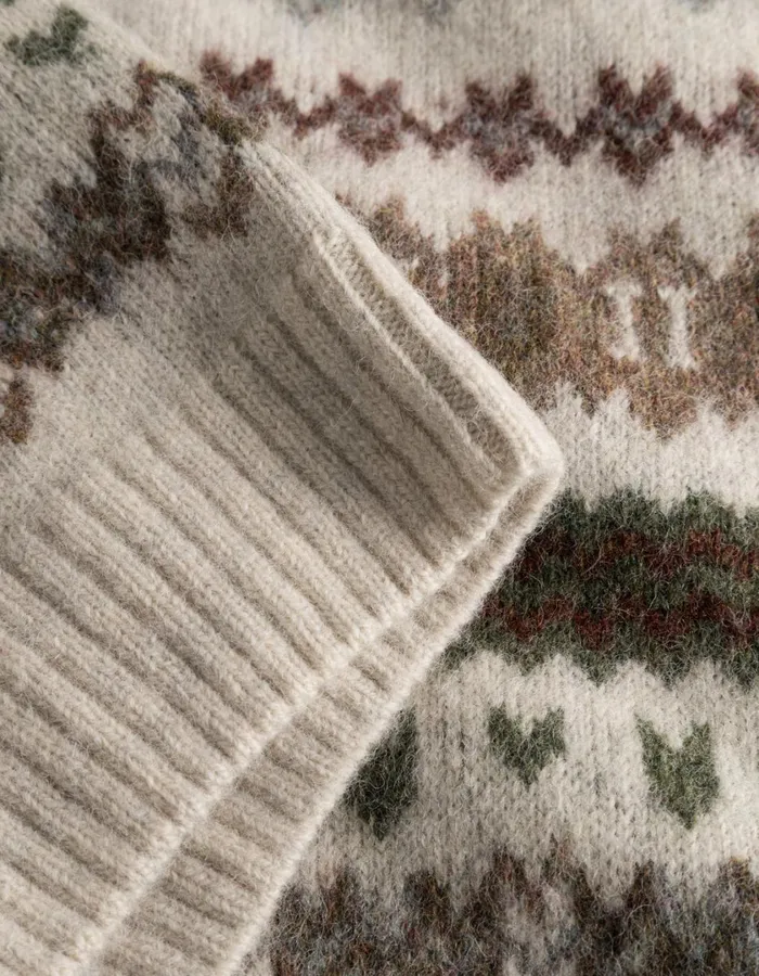 Men Hordur Fair Isle Slipover 8211 Light Desert SandCoffee Brown Les Deux Knitwear