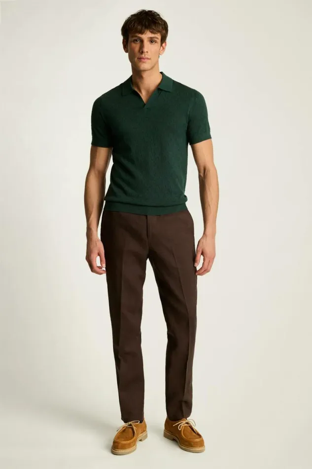 Men Hudson Sweater Polo Dark Green Merino Diamond Bonobos Polos