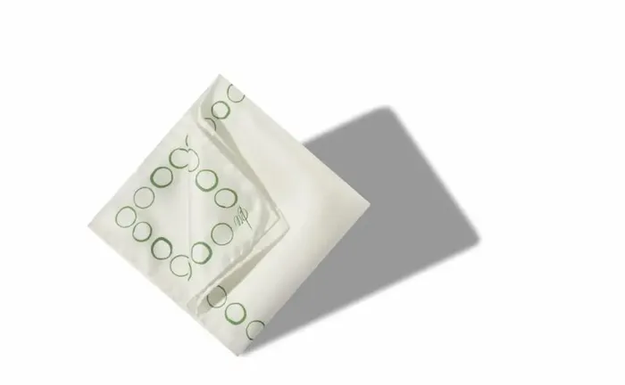 Men Ivory And Green Silk Pocket Square Manolo Blahnik Pocket Squares