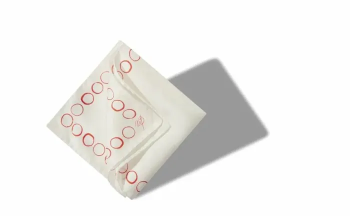 Men Ivory And Red Silk Circle Print Pocket Square Manolo Blahnik Pocket Squares