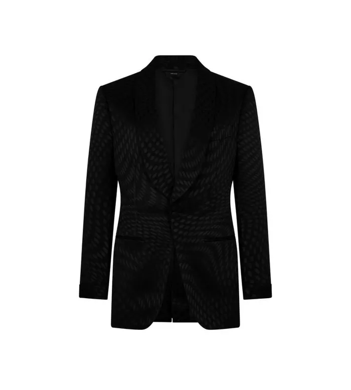 Men Jackets Tom Ford Jacquard Shelton Cocktail Jacket Black