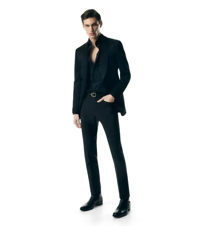 Men Jackets Tom Ford Jacquard Shelton Cocktail Jacket Black Men Jackets Tom Ford Jacquard Shelton Cocktail Jacket Black