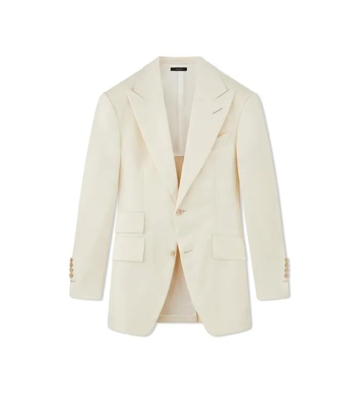 Men Jackets Tom Ford Wool Mohair Hopsack Atticus Jacket Ivory