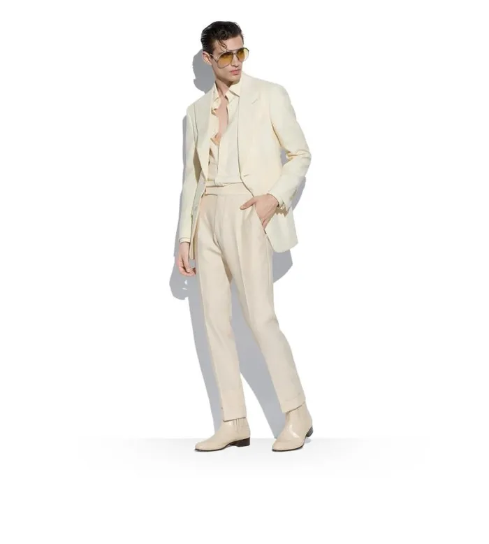 Men Jackets Tom Ford Wool Mohair Hopsack Atticus Jacket Ivory Men Jackets Tom Ford Wool Mohair Hopsack Atticus Jacket Ivory