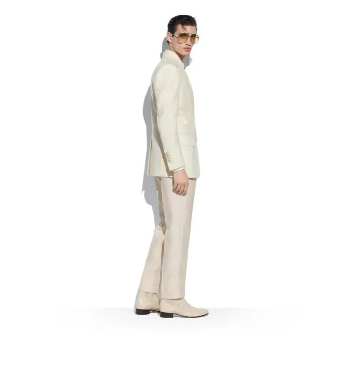 Men Jackets Tom Ford Wool Mohair Hopsack Atticus Jacket Ivory Men Jackets Tom Ford Wool Mohair Hopsack Atticus Jacket Ivory