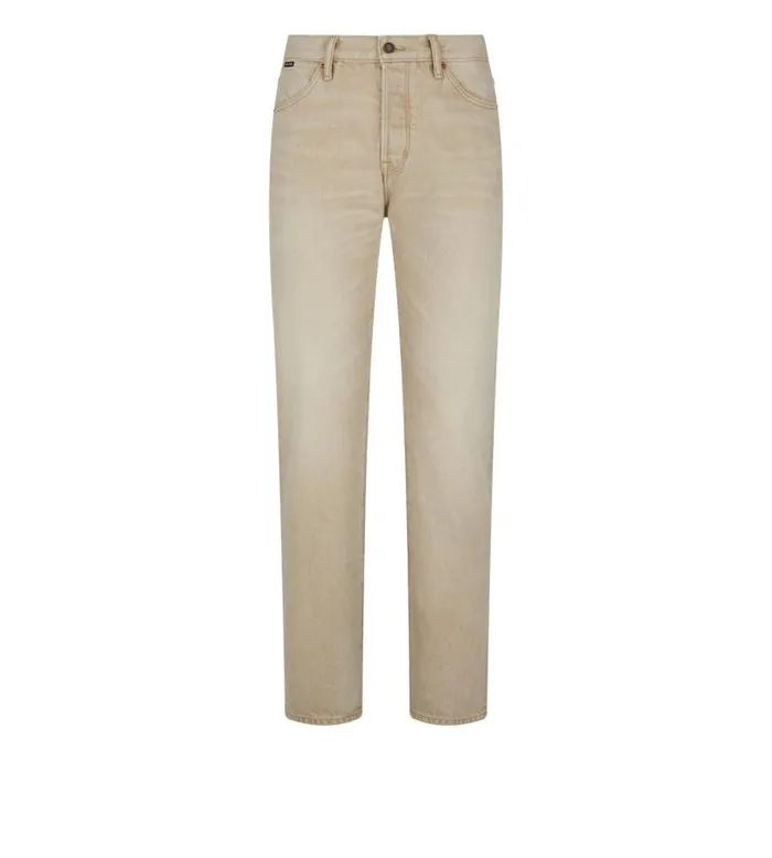 Men Jeans Tom Ford Pale Beige Standard Fit Denim Beige