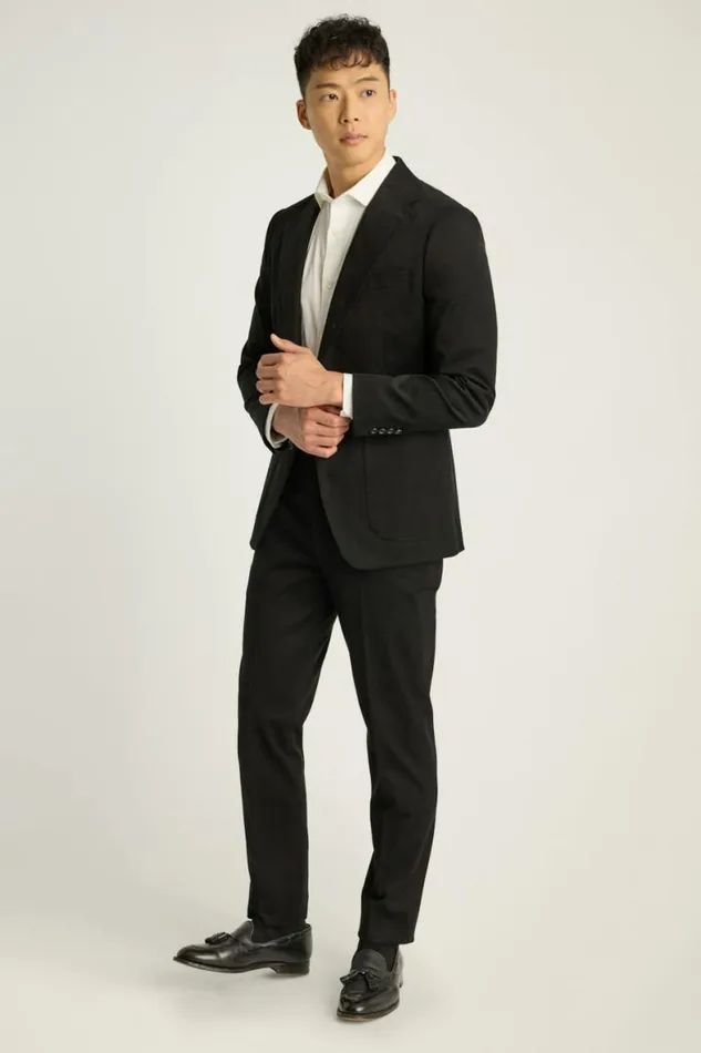 Men Jetsetter Italian Brushed Cotton Suit Black Bonobos Suits
