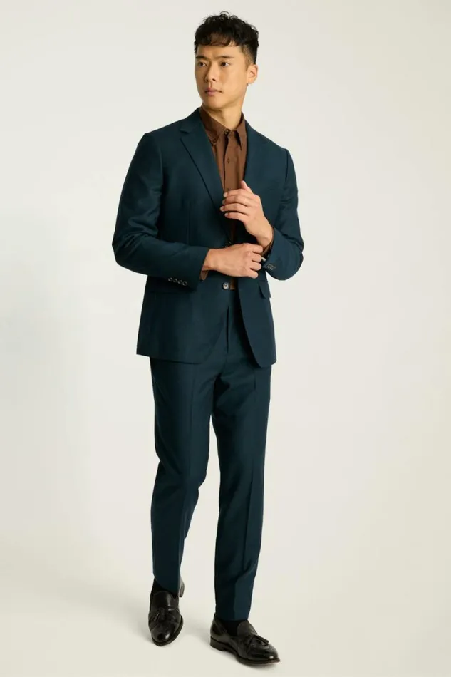 Men Jetsetter Italian Flannel Suit Teal Green Bonobos Suits
