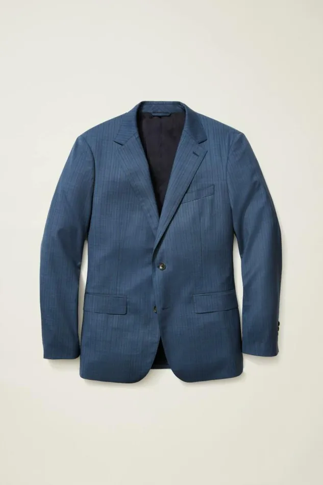 Men Jetsetter Italian Wool Blazer Washed Blue Pinstripe Bonobos Blazers and Sport Coats