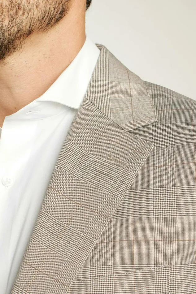 Men Jetsetter Italian Wool Suit Tan Plaid Bonobos Suits