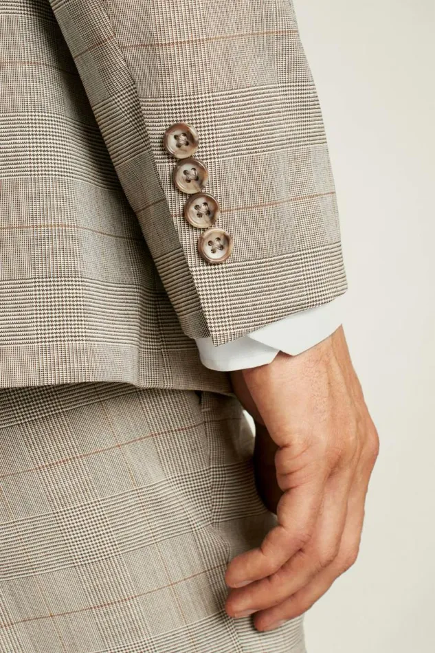 Men Jetsetter Italian Wool Suit Tan Plaid Bonobos Suits