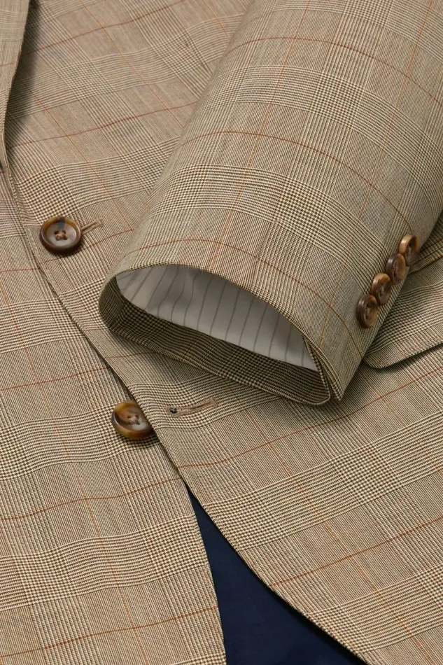 Men Jetsetter Italian Wool Suit Tan Plaid Bonobos Suits
